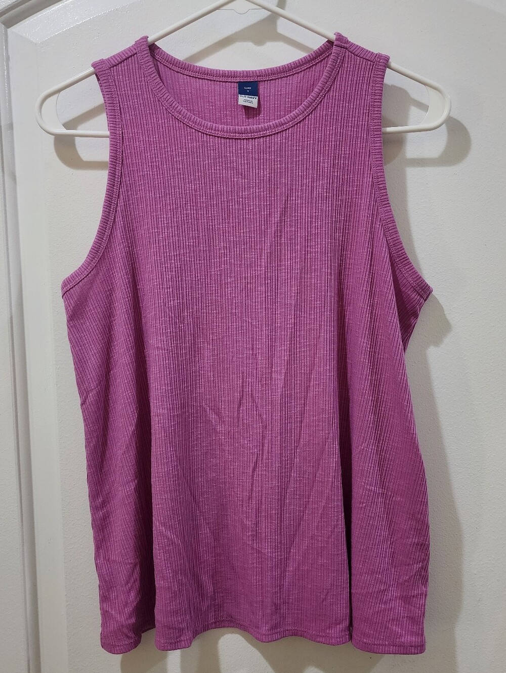 Old Navy Women's Solid Pink Ribbed 'Luxe' Crewneck Pullover Tank Top Small S